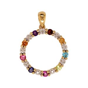 Assorted coloured stone and Diamond Circle pendant.